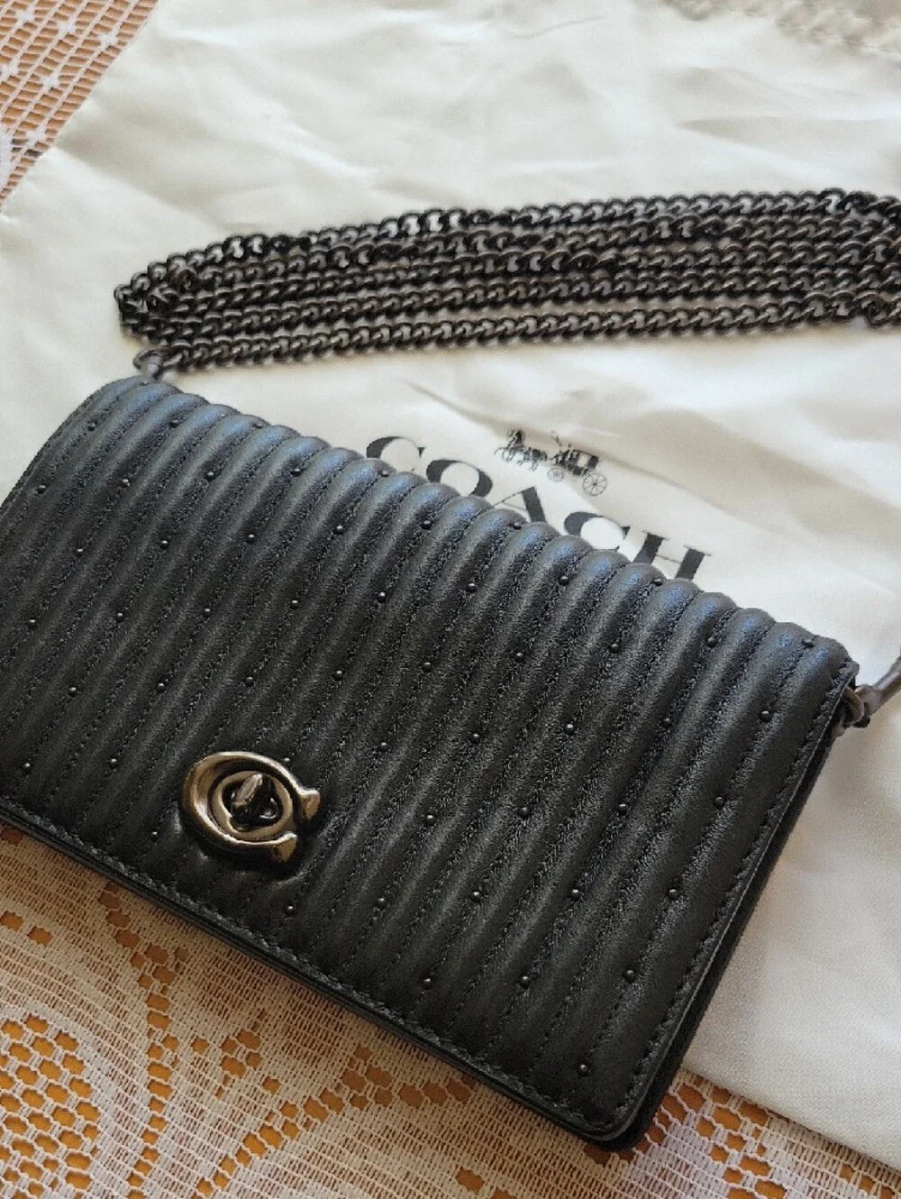 COACH Black Quilted Crossbody Detachable Chain / Convertible